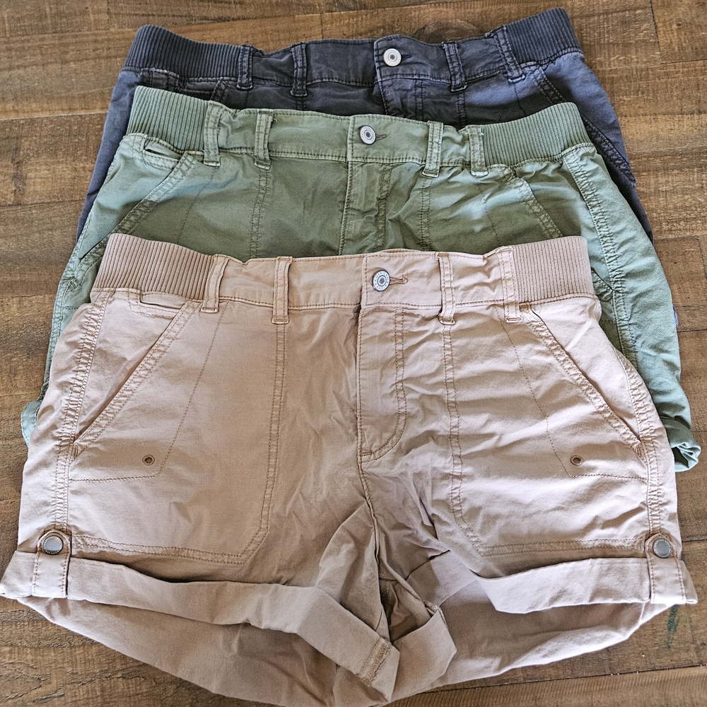 American Eagle Outfitters Women's Cargo Shorts - Black, Green, Tan